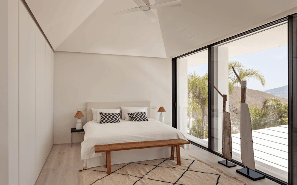 Modern interior with carefully selected materials and lighting design